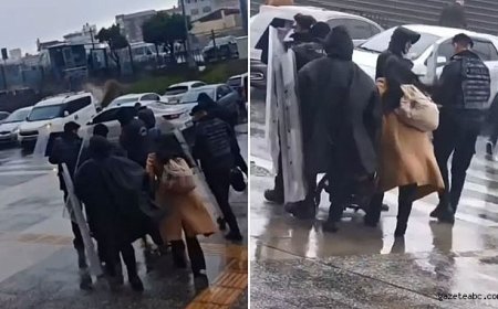 Fırtınada Anne ve Bebeğe Polis Kalkanı